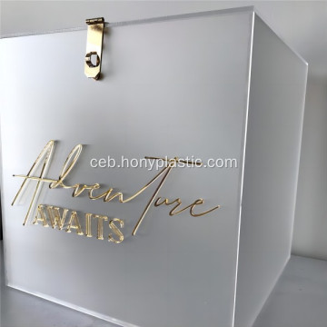 Square Gold Pink Acrylic Wishing Well Box